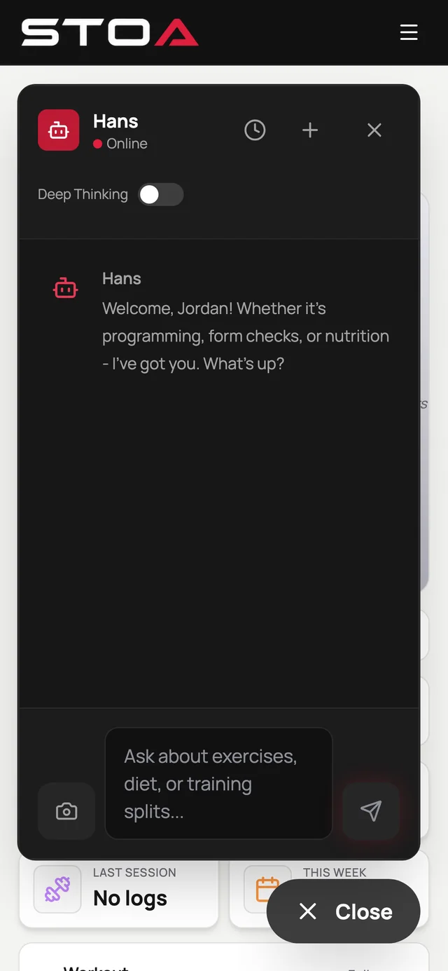 Hans, the Stoa Coach, in the member app