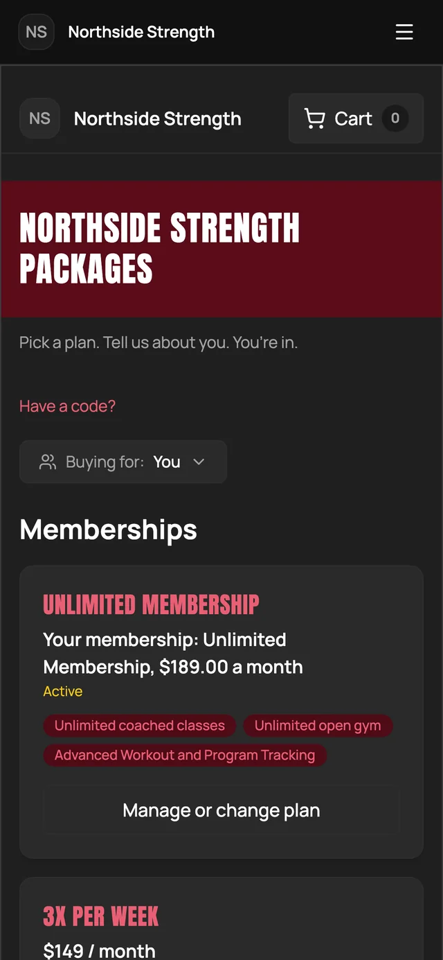 Buying a membership from the gym store in the member app